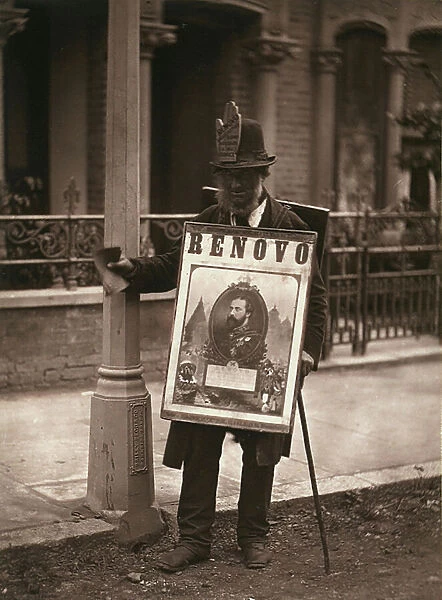'Street life in London': the London boardman, 1877 (print on double-weight paper)