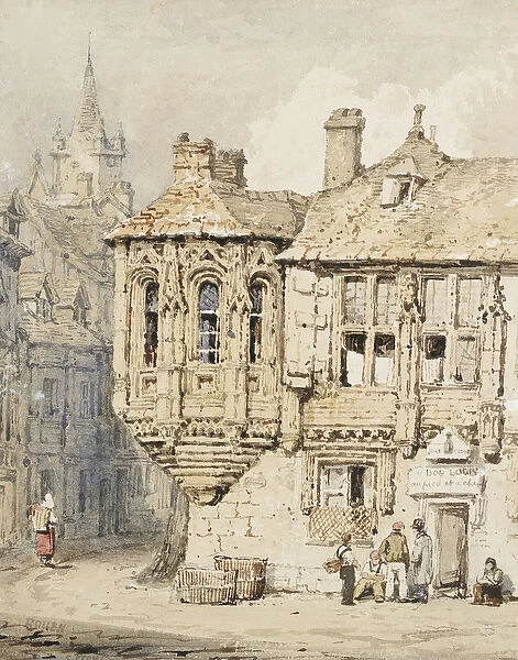 Street Scene in Rouen (watercolour over graphite, on paper)
