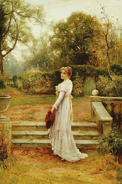 A Stroll in the Garden, (oil on canvas)