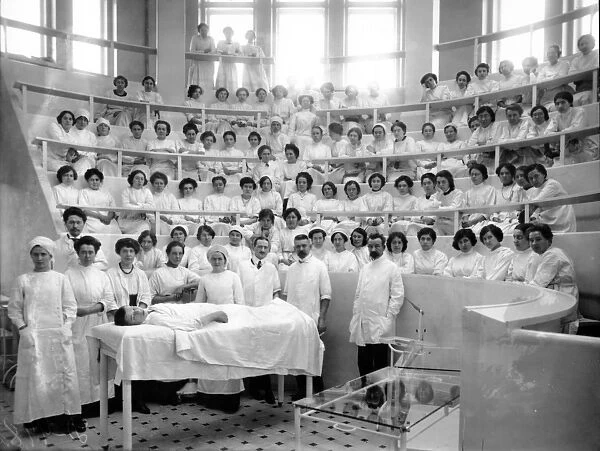 Students of the Womens Medical Institute in the theatre during a lecture
