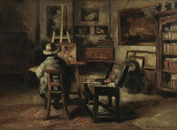 The Studio of Ferdinand De Braekeleer I, Father of the Painter, 1877 (oil on panel)