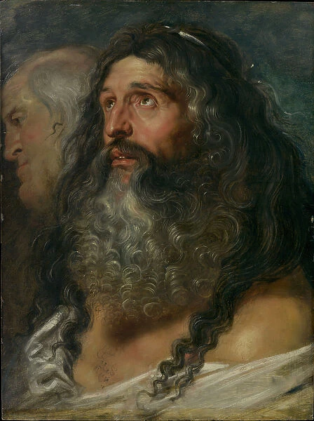 Study of Two Heads, c. 1609 (oil on wood)