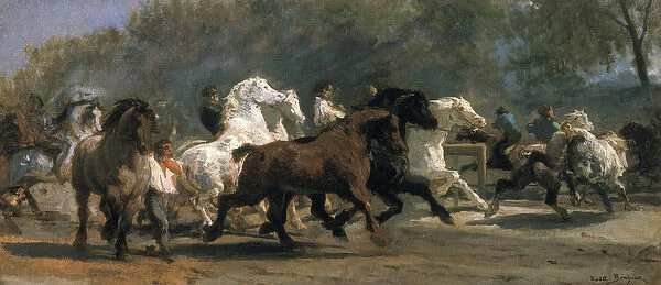 Study for the Horsemarket, 1852-54 (oil on canvas)