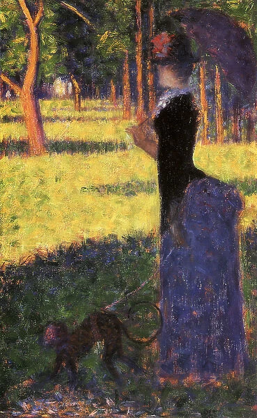 Study for La Grande Jatte: Woman with a Monkey, 1884 (oil on panel)