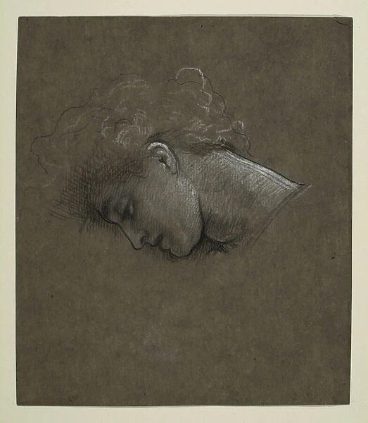 Study for Lachrymae, c. 1894 (black & white chalk on brown paper)