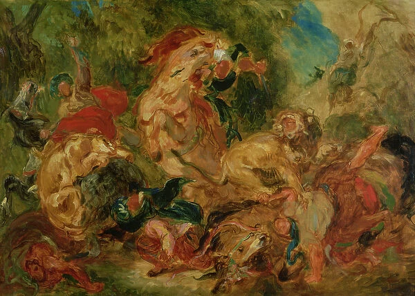 Study for The Lion Hunt, 1854 (oil on canvas)