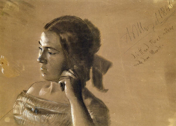 Study for a portrait of Mrs Von Maercker, 1846 (chalk and charcoal on paper)