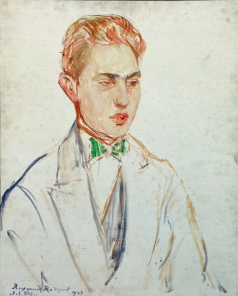 Study for a portrait of Raymond Radiguet (1902-23) 1923 (oil on card)