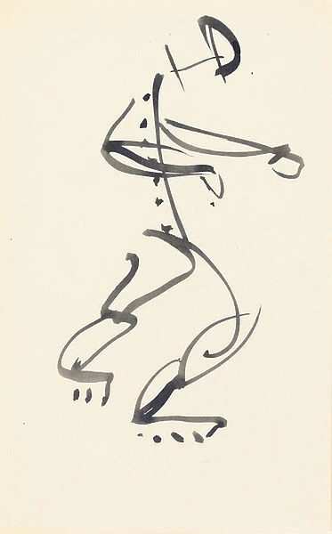 Study for Red Stone Dancer, 1914 (brush & ink on paper)