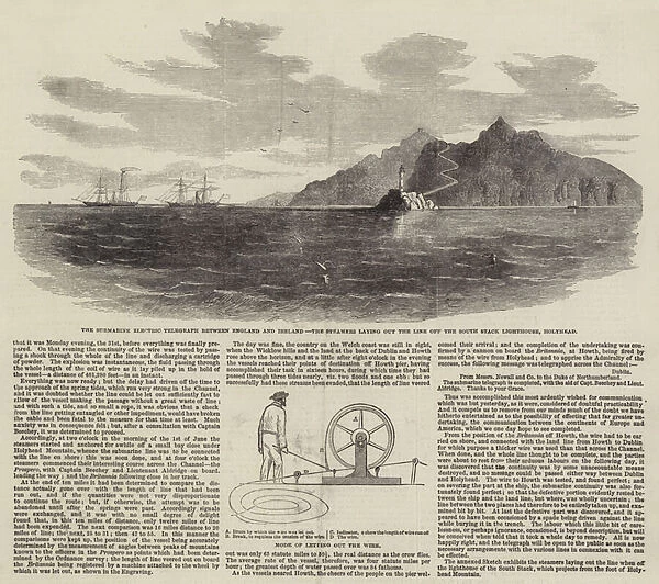 The Submarine Electric Telegraph between England and Ireland (engraving)