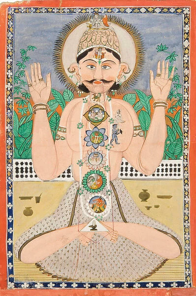 The Subtle Body and the Chakras, Punjab Hills, c. 1850 (opaque pigments on paper)