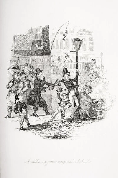 A sudden recognition unexpected on both sides, illustration from Nicholas Nickleby