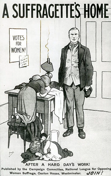 A Suffragettes Home, After a Hard days work!, c. 1917 (litho)