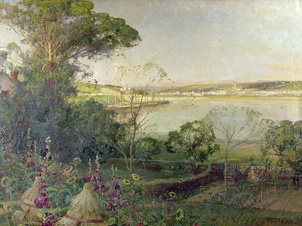 A Sunlit Haven (oil on canvas)