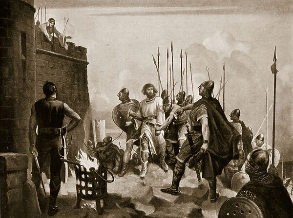 The surrender of Bamborough Castle, 1095, illustration from Hutchinson