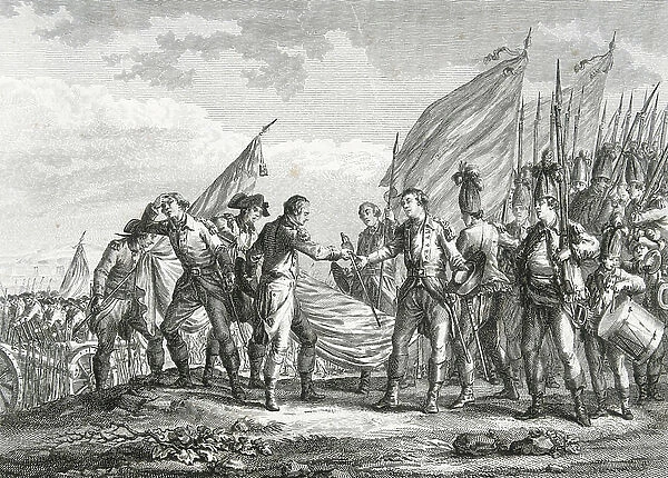 The Surrender of General John Burgoyne at the Battle of Saratoga, 7th October 1777 (engraving)