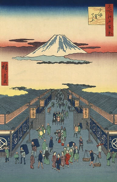 Suruga-cho Street in Tokyo by Ando Hiroshige, 1856 (woodblock print)