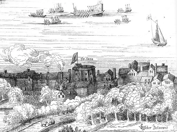 The Swan Theatre on the Bankside as it appeared in 1614 (engraving)
