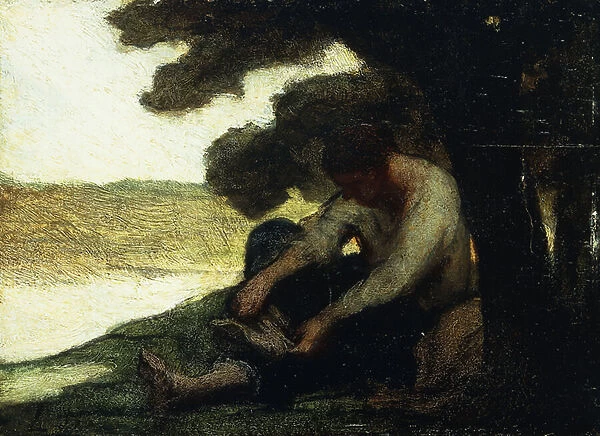 After the Swim; Apres le Bain, c. 1846 (oil on paper laid on panel)