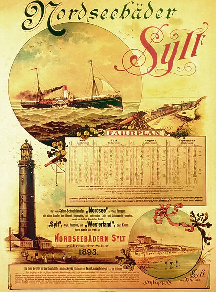 Sylt North Sea Baths, poster advertising the Sylt Steamship Company