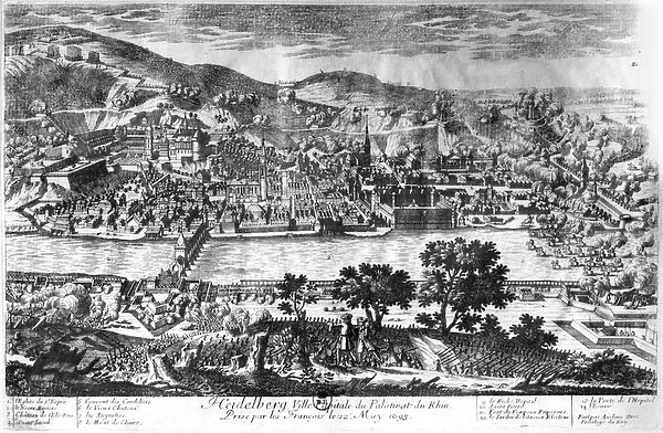 The taking of Heidelberg on 22th May 1693 (b  /  w photo)