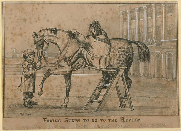 Taking Steps to go to the Review (engraving)