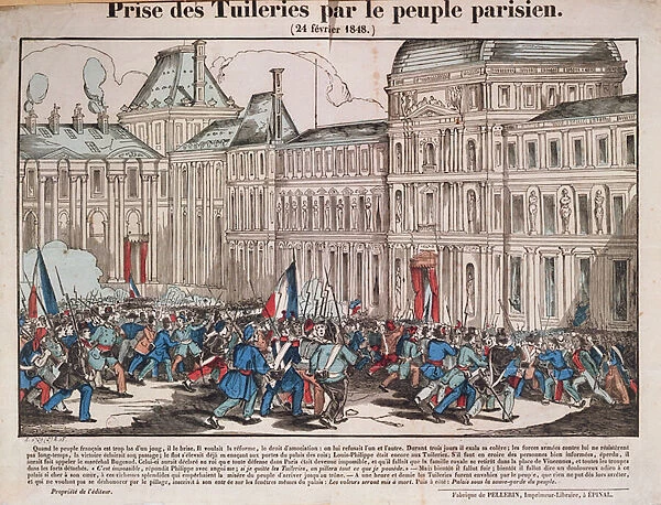 Taking of the Tuileries by the Parisian People, 24th February 1848 (coloured engraving)