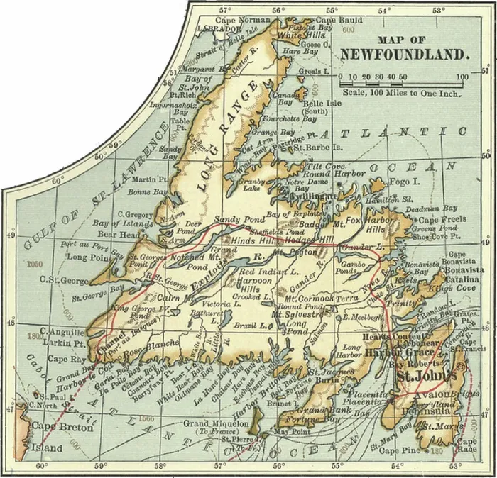 Framed Print : Newfoundland Map Print, c.1900 Engraving Framed Print : Newfoundland Map Print, c.1900 Engraving