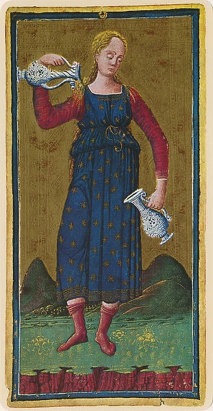 Temperance, fascimile of a tarot card from the Visconti deck