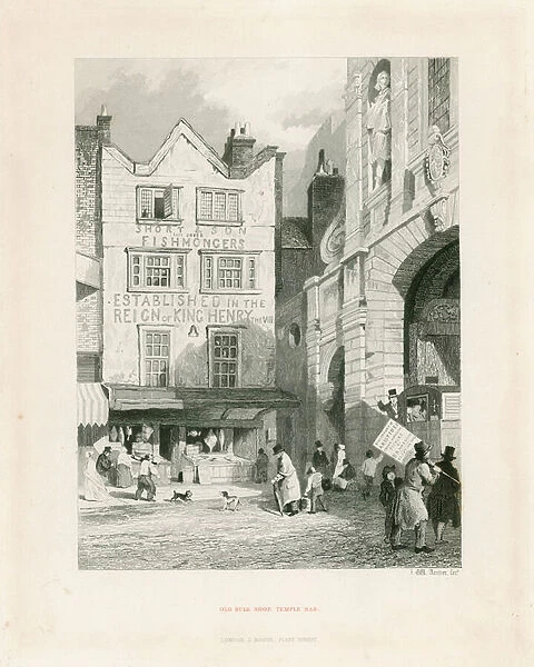 Temple Bar, London. Old Bulk Shop (engraving)