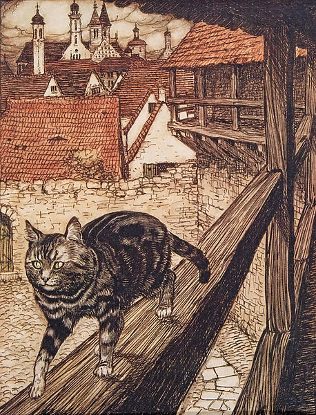 'The Cat stole away behind the city walls to the Church