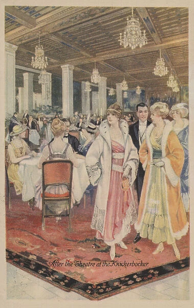 After the theatre at the Knickerbocker, 1916 (colour litho)