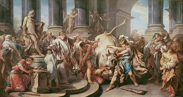 Theseus conquering the bull at Marathon, 1732-34 (oil on canvas)