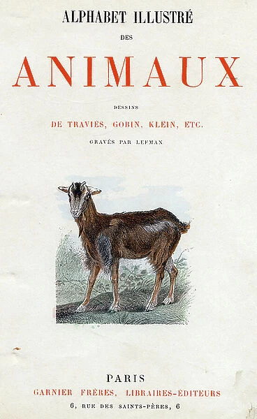 Title page of the book ' Alphabet illustrates animals' 19th century (print)