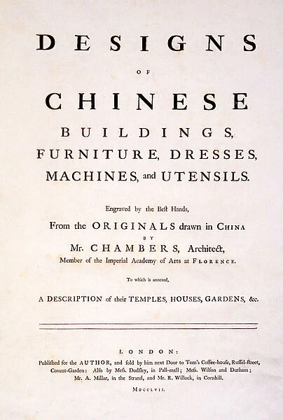 Title Page to Designs of Chinese Buildings, Furniture, Dresses