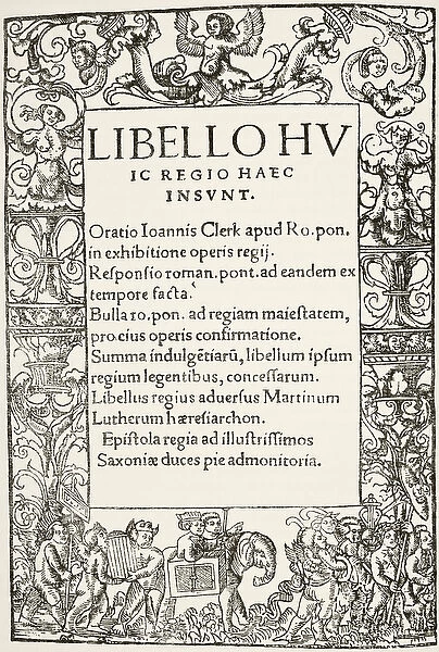Title page from King Henry VIIIs Defence of the Seven Sacraments, printed by