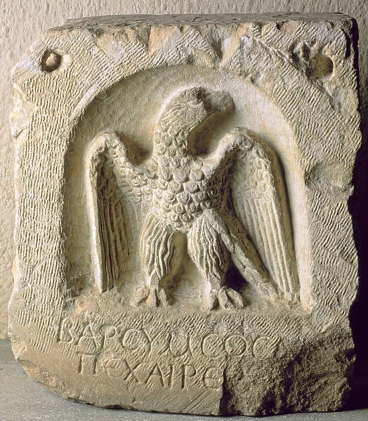 Tombstone with the figure of an eagle (limestone)