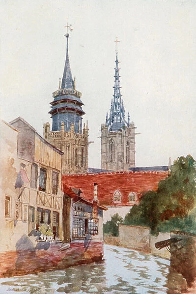 The Tower of Evreux (colour litho)
