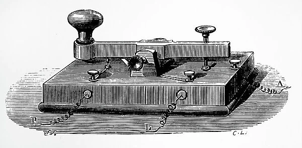 Transmitting key for a Morse telegraph, 1874