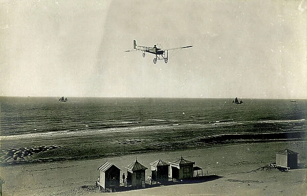 Transport. Aviation. Crossing of the English Channel by plane by Louis Bleriot, July, 25, 1909: start from Calais. Photo, France, 1909