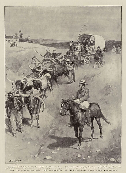 The Transvaal Crisis, the Exodus of British Subjects from Boer Territory (litho)