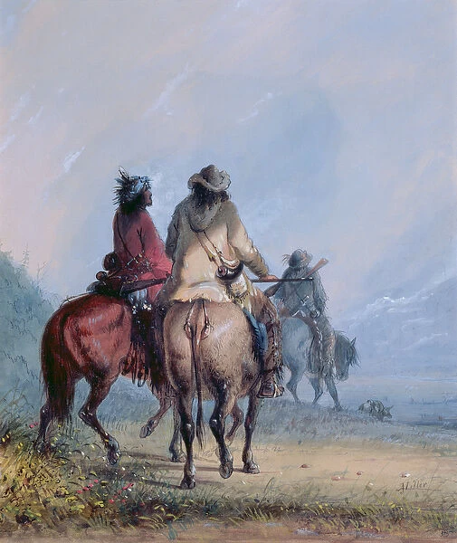Trappers Starting for the Beaver Hunt, 1837 (w  /  c & gouache on paper)