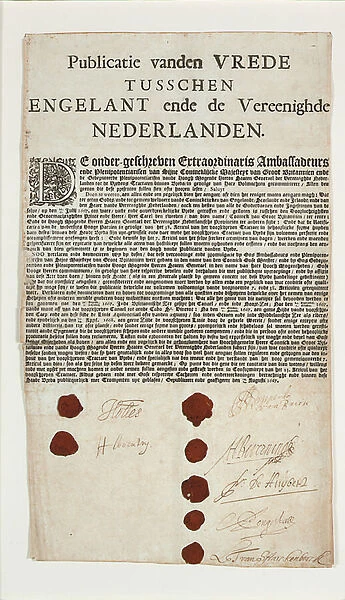 Treaty of Breda, 1667 (print & pen and ink on paper) (see also 496176)