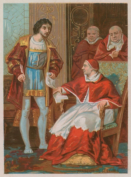 The Treaty of King Francis I and Pope Leo X (chromolitho)