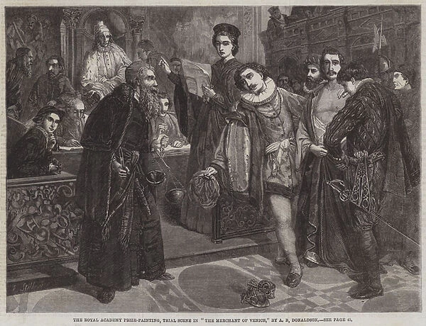 Trial Scene in 'The Merchant of Venice'(engraving)