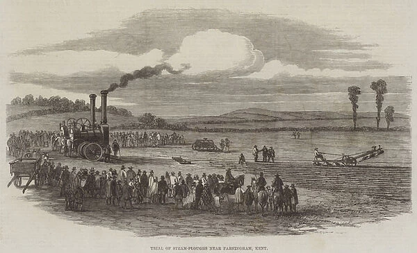Trial of Steam-Ploughs near Farningham, Kent (engraving)