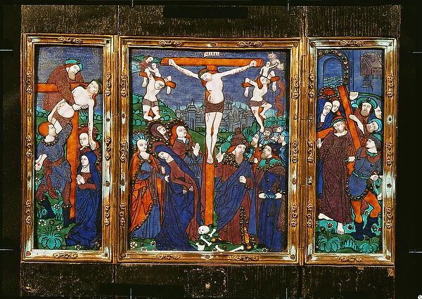Triptych depicting the Crucifixion, Limousin (enamel)