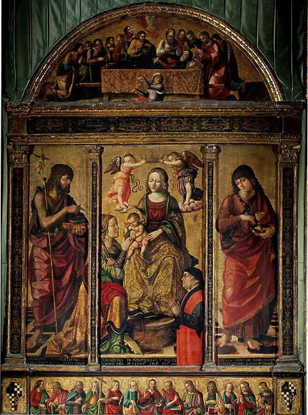 Triptych of the mystical marriage of St. Catherine, surrounded by Saints John the Baptist