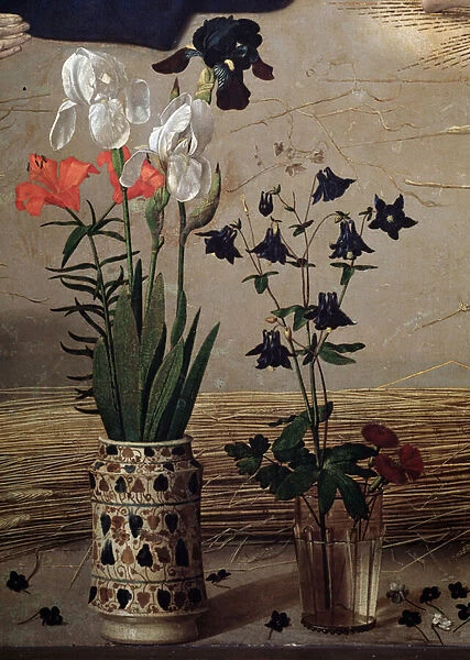 Triptych Portinari: central detail of flowers - oil on panel, 1476-1478