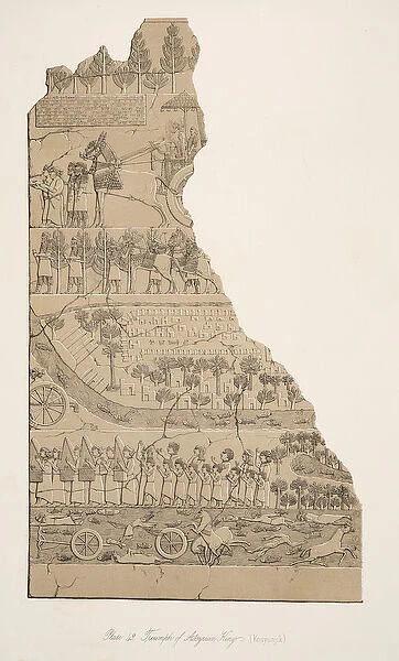 Triumph of Assyrian Kings (Kouyunjik), from Monuments of Nineveh, pub. 1849 (engraving)